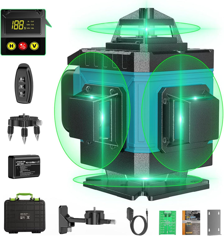 Kreuzlinienlaser Blau 16 Linien Nivellierlaser, 4 x 360 ° Laser wasserwaage, linienlaser kreuzlaser