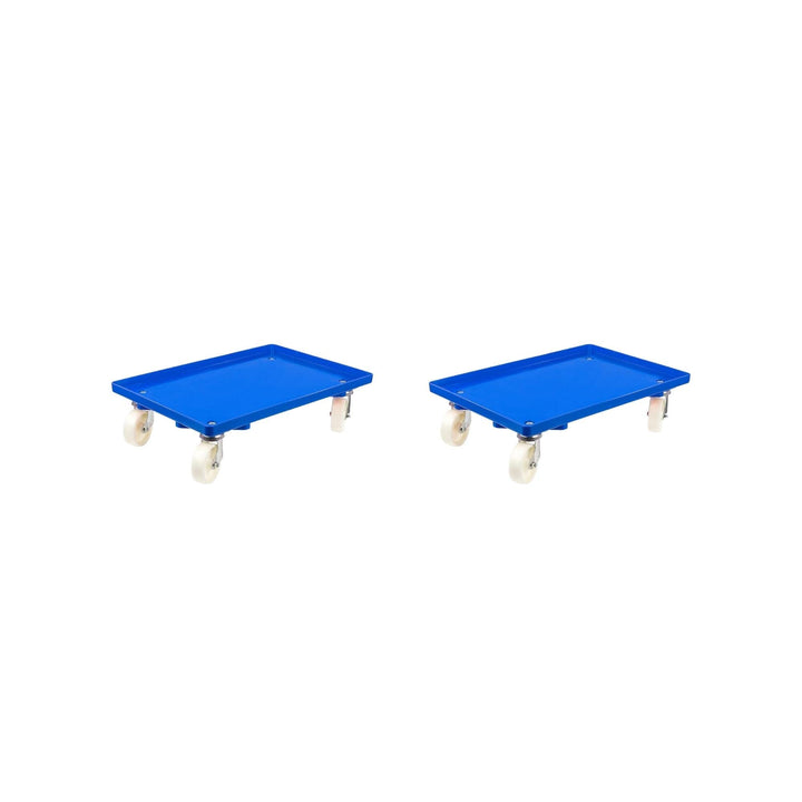 SparSet 2X Transportroller für Euroboxen 60x40cm mit Kunststoffräder blau | Geschlossenes Deck | 2 L