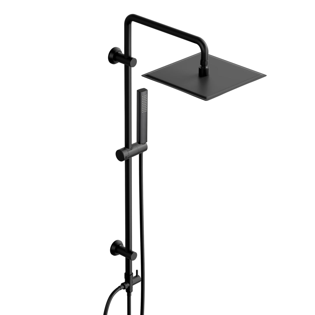 Görbach Regendusche Duschsystem ohne Armatur, Edelstahl Duschset mit 92cm Duschstange, Eckig XL Über