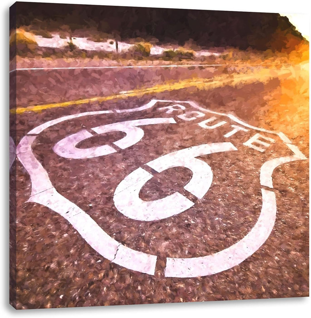 Pixxprint Einsame Strasse, Format: 70x70 auf Leinwand, XXL riesige Bilder fertig gerahmt mit Keilrah