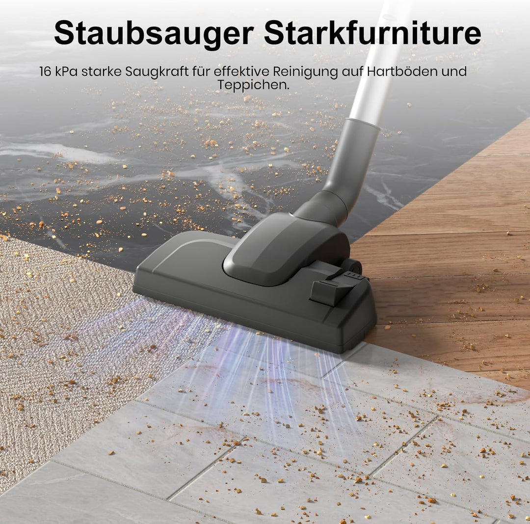 Staubsauger Mit Kabel Beutellos Stielstaubsauger 16KPA Starke Saugleistung 600W Staubsauger Mit HEPA
