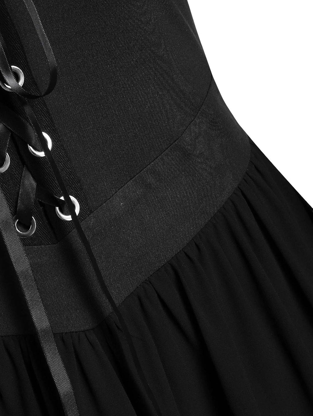 CHARMMA Gothic Halloween Kleid Kostüm Damen,Übergrösse A-Linie Schnüren Maxi Kleider mit Schmetterli
