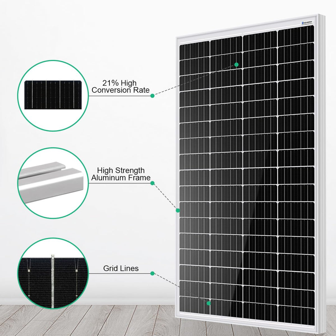 ECO-WORTHY Monokristallines Solarpanel Solarzelle kit 170W enthält 12V Solarmodul + 30 A Solarladere