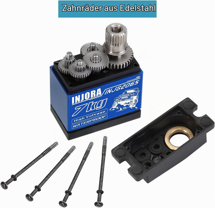 INJORA 7KG Servo INJS2065 mit Halterung und Servohorn für TRX4M 1/18 RC Crawler Upgrade Teile, Wasse