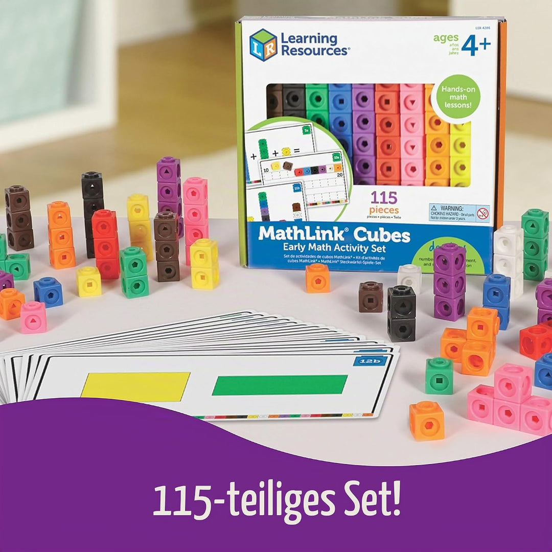 Learning Resources Early Math Mathlink Cube Activity Set, Assorted Colors, 115Piece, Ages 4+