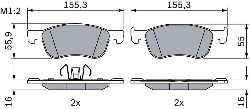 Bosch BP2490 Bremsbeläge - Vorderachse - ECE-R90 Zertifizierung - vier Bremsbeläge pro Set