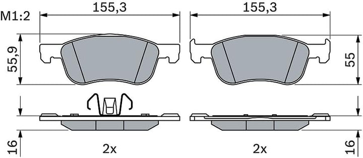 Bosch BP2490 Bremsbeläge - Vorderachse - ECE-R90 Zertifizierung - vier Bremsbeläge pro Set