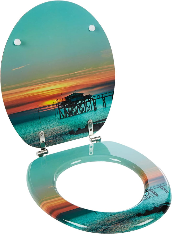 MSV WC-Sitz MDF Sunset Scharniere Edelstahl, blau, Blau