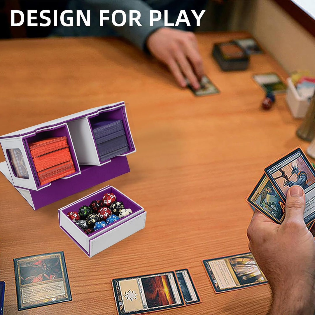 AFIING MTG Commander Kartenbox, 3-in-1 Karten-Aufbewahrungsbox für 200+ doppelt gesleevte Karten, Ma