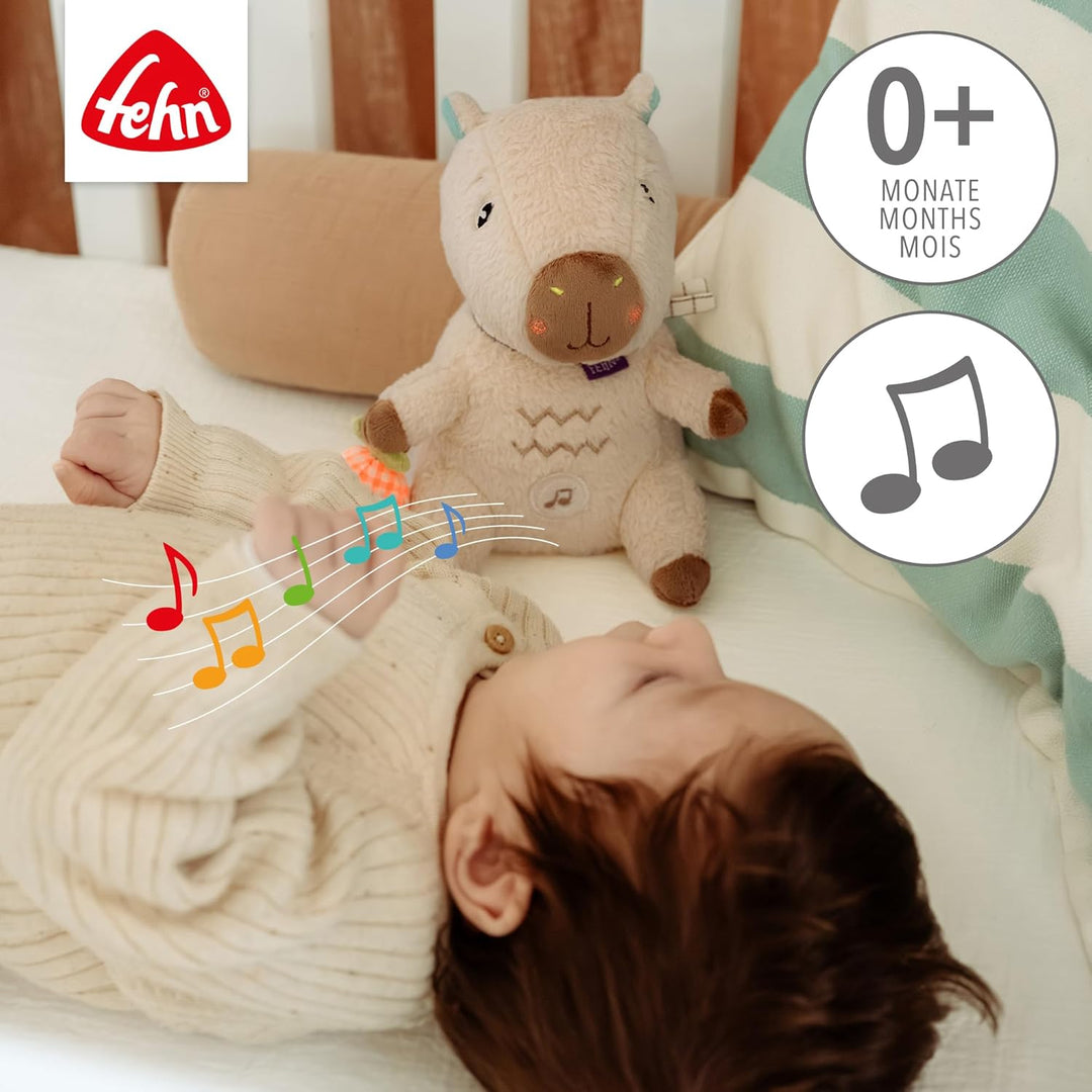Fehn Einschlafhilfe Capybara Clara – Kuscheltier – Soundmodul & Cry-Sensor | Spieluhr mit entnehmbar