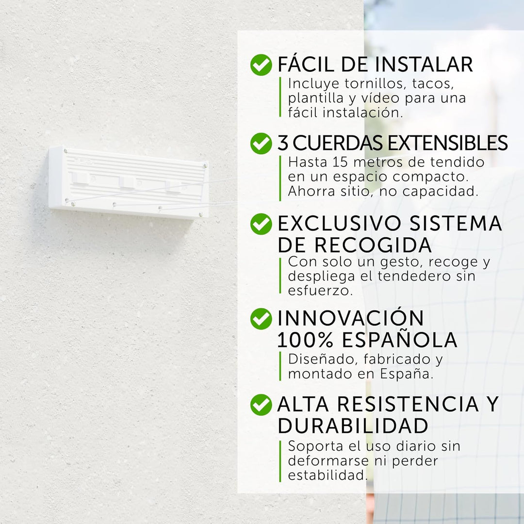 Cuncial Tz Retractable Wäscheleine mit 3 Fäden, Wäscheleine