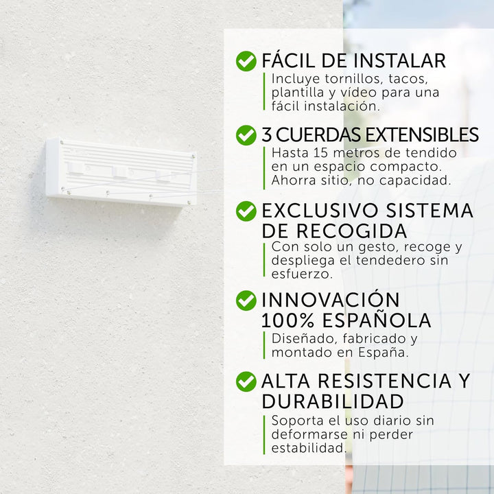 Cuncial Tz Retractable Wäscheleine mit 3 Fäden, Wäscheleine