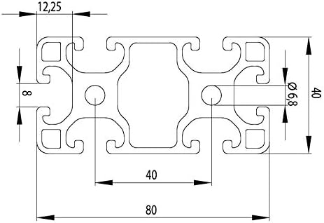 Aluminiumprofil 40x80L I-Typ Nut 8 (leicht), silber eloxiert. Aluminium Profil 40x80 Alu Profil 40 x