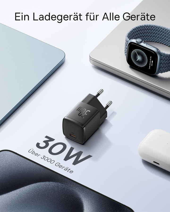 Baseus USB C Ladegerät, 30W Schnellladegerät Netzteil für iPhone 15 14 13 12 11 Pro Max, Samsung Gal