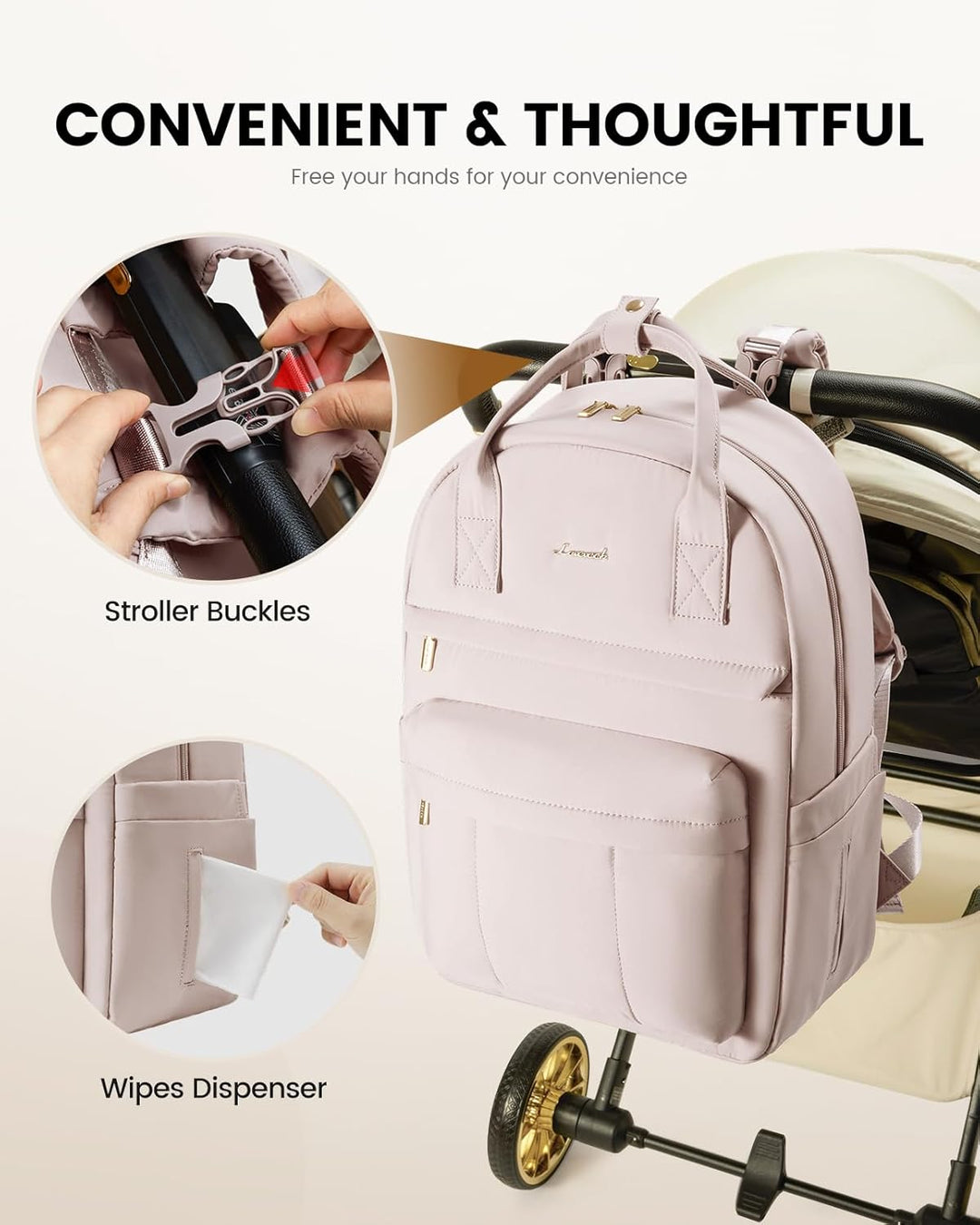 LOVEVOOK Wickelrucksack Baby Wickeltasche Rucksack mit Wickelauflage Lässig Diaper Bag mit Kinderwag