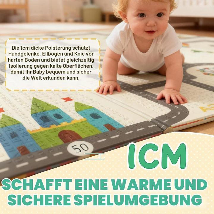 Soontrans Krabbelmatte Baby, Spielmatte Baby Faltbar, 200x180x1cm, Play Mat for Babies Doppelseitige
