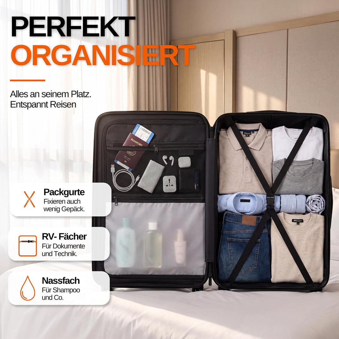 Cocoono Hartschalenkoffer XL Gross - 100L Volumen erweiterbar auf 117L - 158cm Gurtmass - 8 Rollen 3
