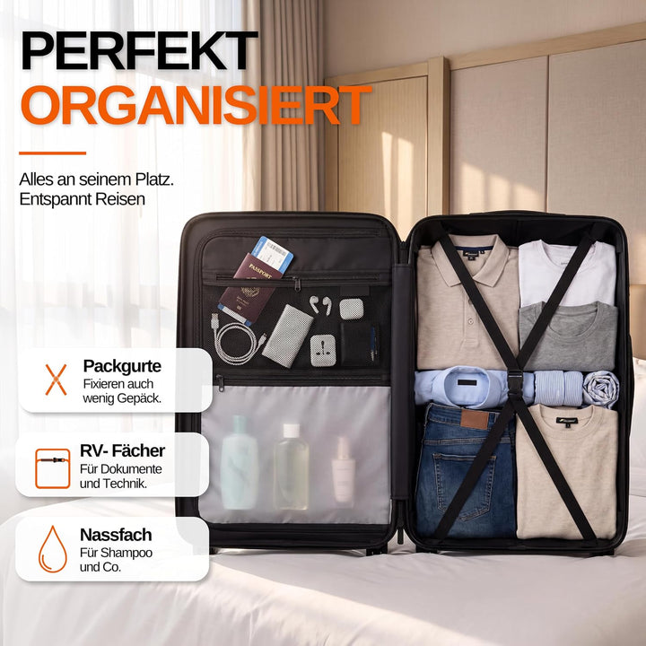 Cocoono Hartschalenkoffer XL Gross - 100L Volumen erweiterbar auf 117L - 158cm Gurtmass - 8 Rollen 3