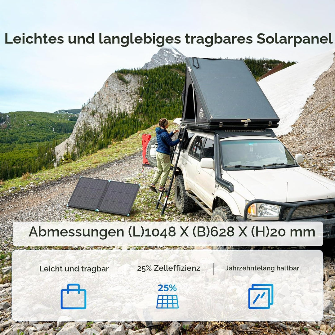 Renogy Faltbares Solarpanel, 100W, N-Typ-Zellen, Tragbares Faltbares Solarmodul, faltbar, wasserdich