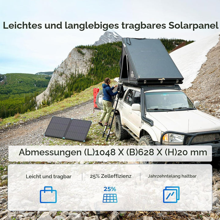 Renogy Faltbares Solarpanel, 100W, N-Typ-Zellen, Tragbares Faltbares Solarmodul, faltbar, wasserdich