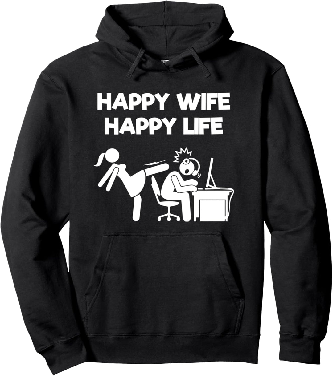 Happy Wife Happy Life Funny Wife lustiger Ehemann Pullover Hoodie