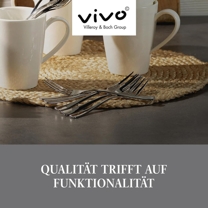 vivo by Villeroy &amp; Boch – Voice Basic Tafelbesteck 30 teilig, 6 Personen, spülmaschinenfest, rostfre