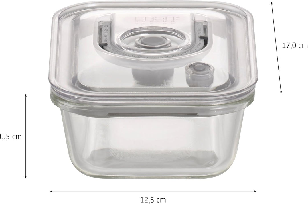 CASO VacuBoxx E-Set - 4 extrem stabile eckige Vakuumbehälter aus Borosilikatglas, BPA-Frei, hitzebes