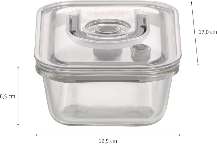 CASO VacuBoxx E-Set - 4 extrem stabile eckige Vakuumbehälter aus Borosilikatglas, BPA-Frei, hitzebes