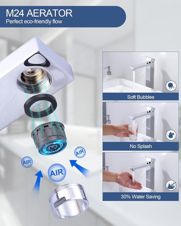 ARCORA Waschtischarmatur, Hochdruck Wasserhahn Bad aus 304 Edelstahl Armatur Waschbecken mit 50cm An