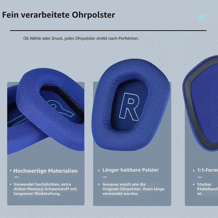 Atmungsaktives Netzgewebe Ersatz-Ohrpolster für Logitech G733 & G335 Gaming Headset - Optimale Klang