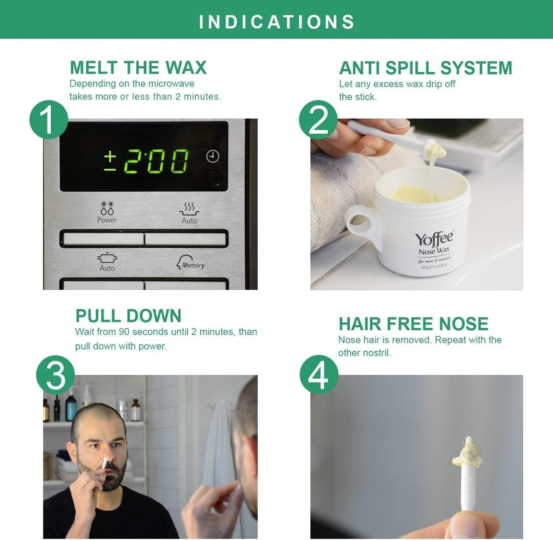 Original Yoffee Nose Wax Kit - Hair Removal Set - Männer und Frauen - Nasenhaarentferner - Bio Biene