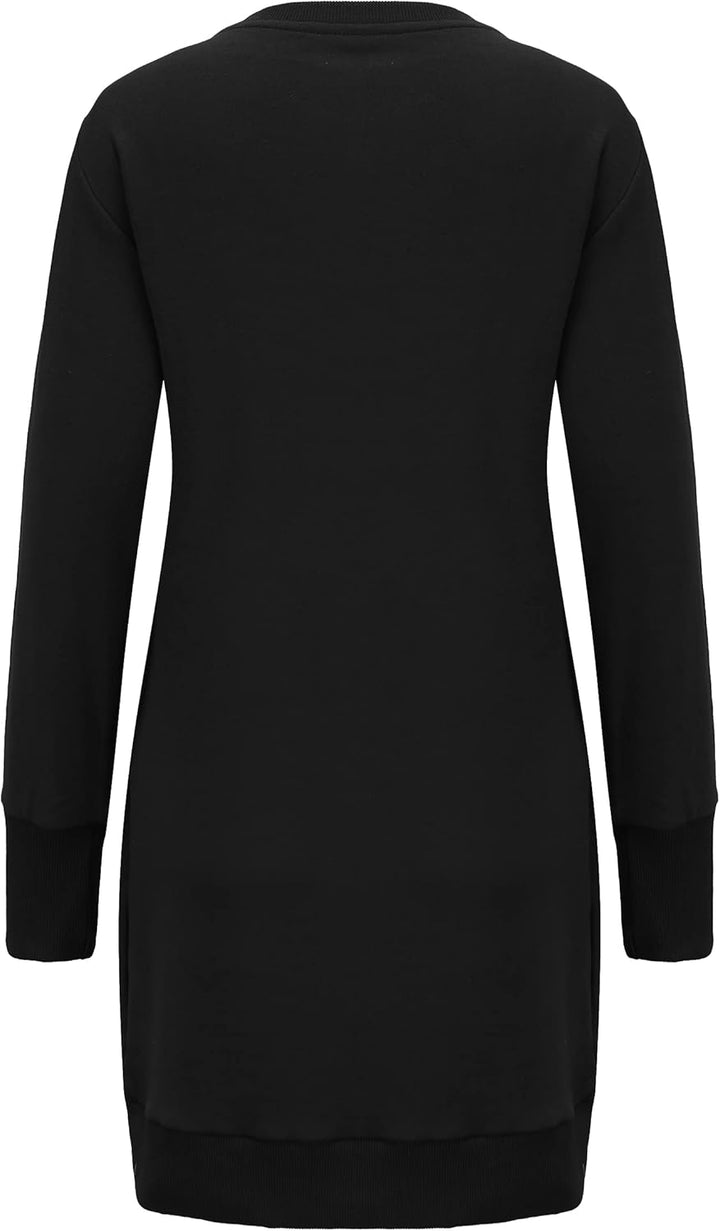 DOTIN Damen Sweatkleid Langarm Sweatshirt Pulloverkleid Herbst Hoodie Kleider Lässiges Jumper Tops S