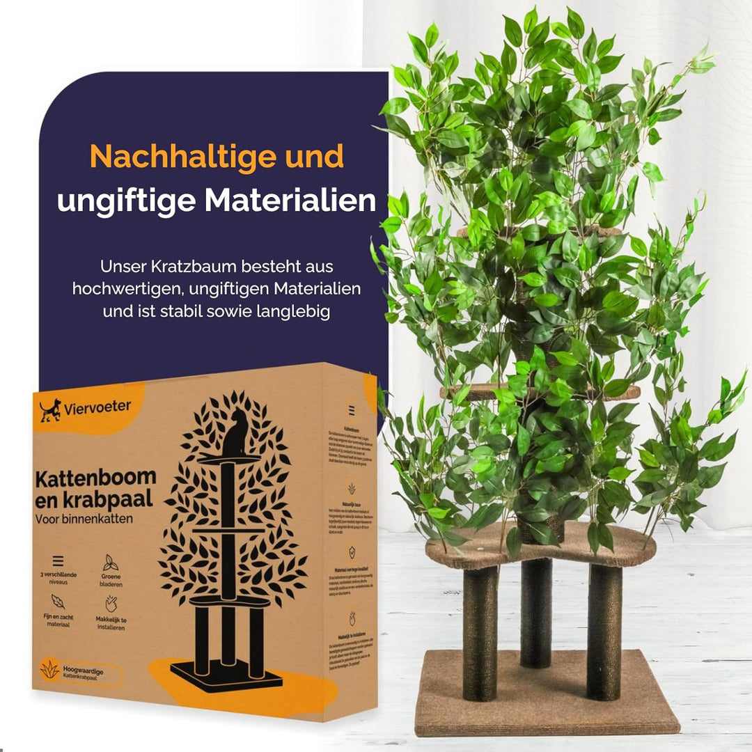 Katzenkratzbaum 160cm – Stabiler Kratzbaum mit austauschbaren Blättern – Für grosse Katzen – Modern