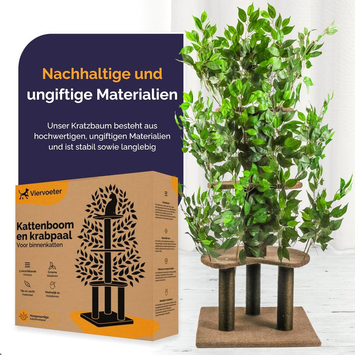 Katzenkratzbaum 160cm – Stabiler Kratzbaum mit austauschbaren Blättern – Für grosse Katzen – Modern
