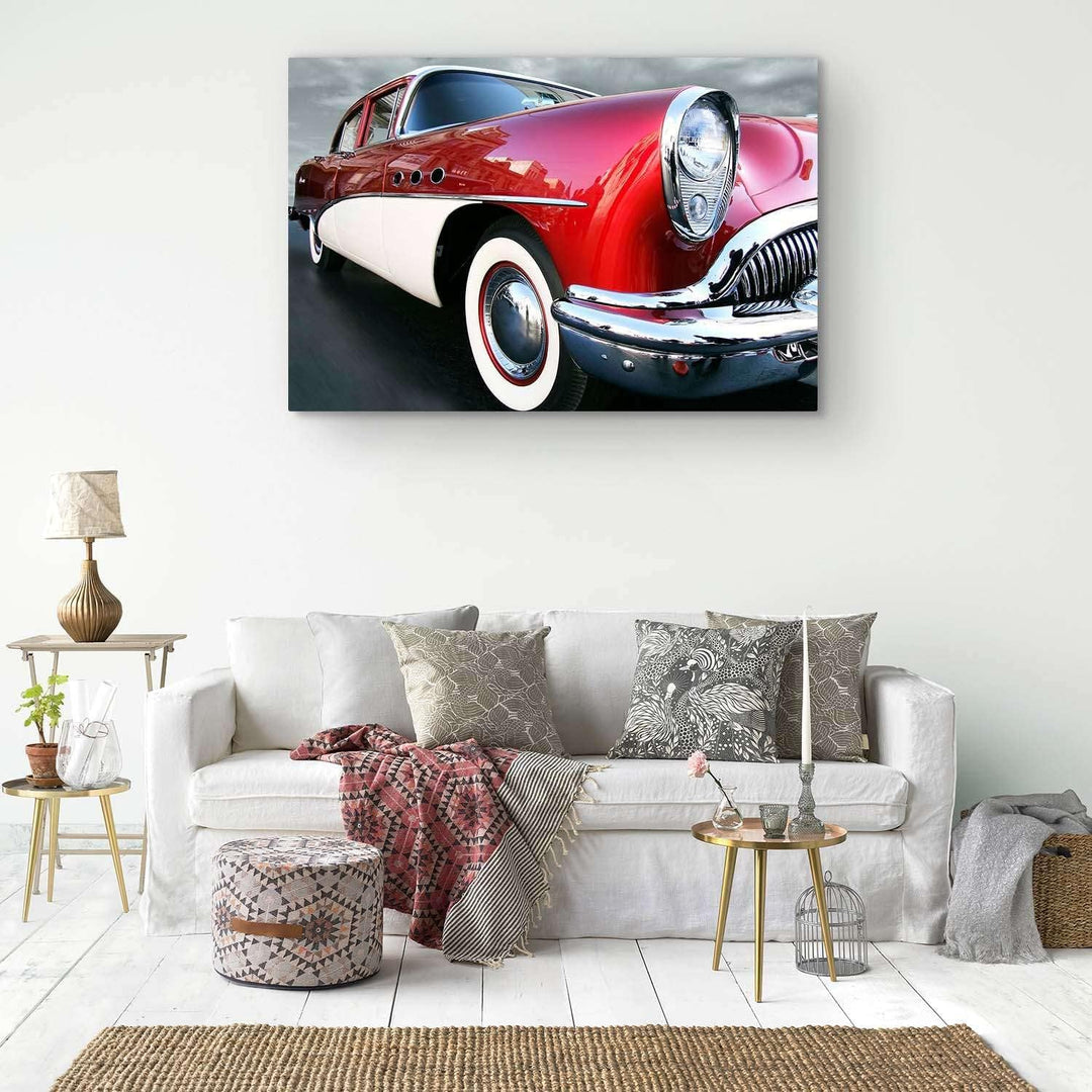 Startonight Bilder Das Retro-Auto Hängt, Leinwandbilder Moderne Kunst, Rot Wanddeko Kunstdrucke, Wan