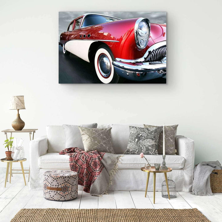 Startonight Bilder Das Retro-Auto Hängt, Leinwandbilder Moderne Kunst, Rot Wanddeko Kunstdrucke, Wan