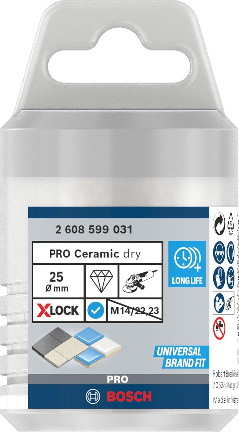 Bosch Accessories 1x Diamanttrockenbohrer Best (für Keramik, X-LOCK, Dry Speed, Ø 25 mm, Arbeitsläng