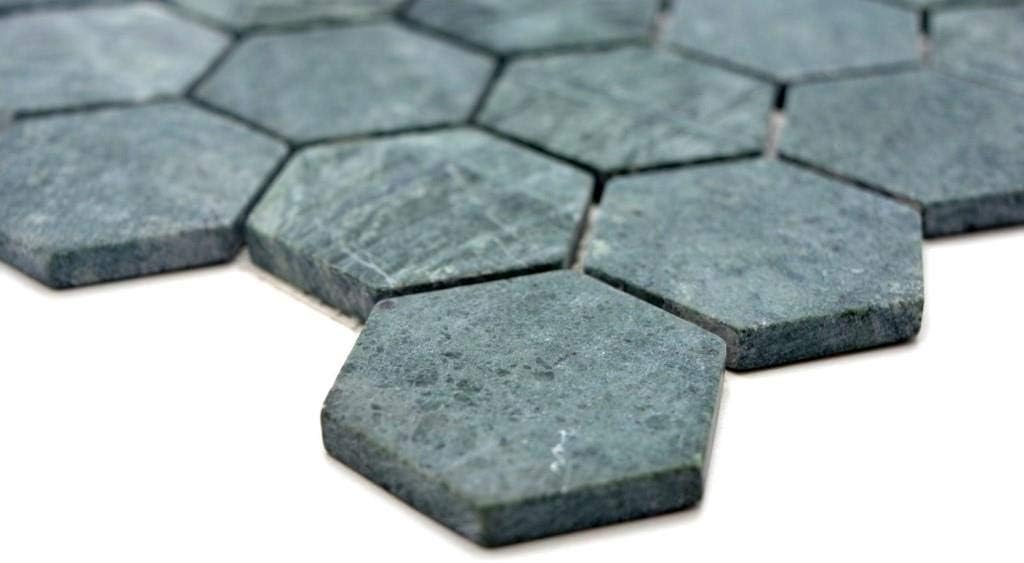 Mosaik Fliese Marmor Naturstein Hexagon Marmor grün für WAND BAD DUSCHE KÜCHE FLIESENSPIEGEL THEKENV