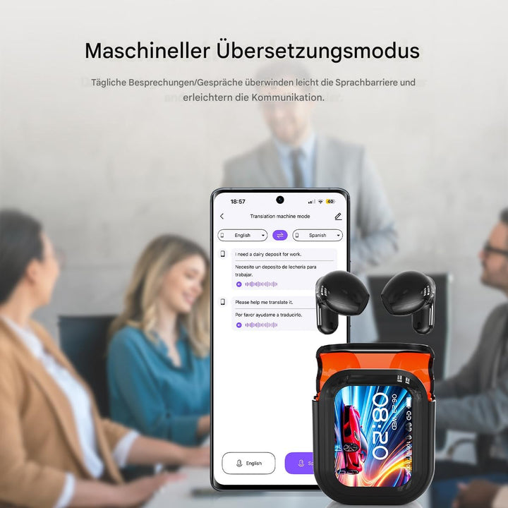 NE20 KI Übersetzer Kopfhörer, Übersetzungskopfhörer in Echtzeit mit 135 Sprachen & 7 Übersetzungsmod