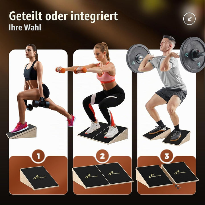 Sportneer Wadendehner Schrägbrett 540 KG – 15° / 20° Slant Board für Knieretter, Squat Wedge, Kraftt