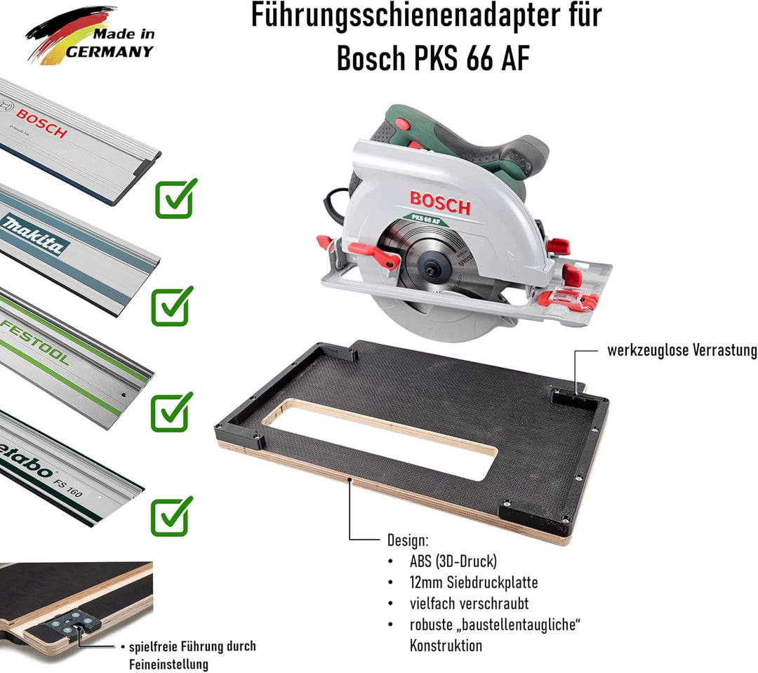 Führungsschienenadapter kompatibel mit Bosch PKS 66 AF für FSN-Schiene und weitere Marken-Führungssc