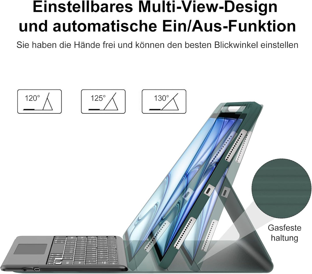 IVEOPPE Tastatur für iPad Air 13 (2025/2024) Con Touchpad, Hülle mit Tastatur für iPad air 13 Zoll M