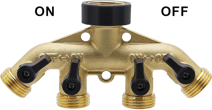 ATDAWN 4-Wege-Schlauchverteiler aus Messing, 1,9 cm (3/4 Zoll) Messingschlauch-Wasserhahn-Verteiler,