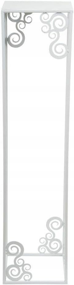 Blumenständer Metall 80 x 24 cm - Solider Blumenhocker mit Ornamenten - Weiss Pflanzenständer für di