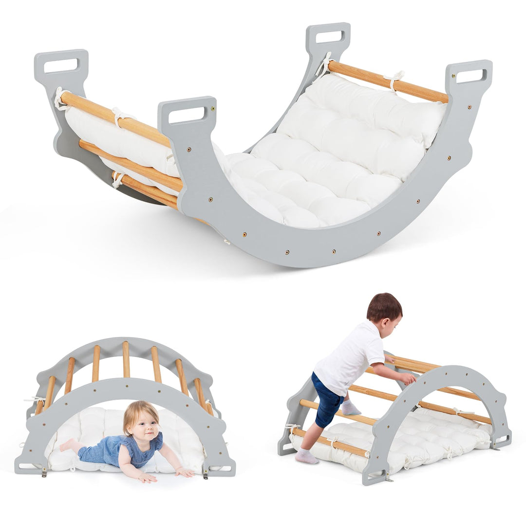 COSTWAY Kletterbogen mit weichem Kissen, Kletterdreieck zum Wippen, Klettern und Krabbeln, Indoor Kl