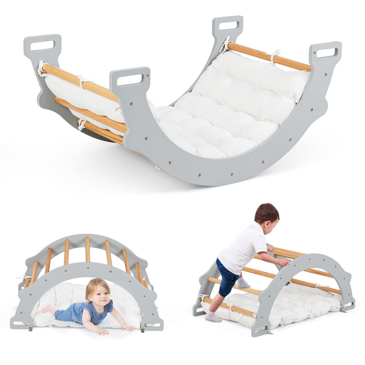 COSTWAY Kletterbogen mit weichem Kissen, Kletterdreieck zum Wippen, Klettern und Krabbeln, Indoor Kl