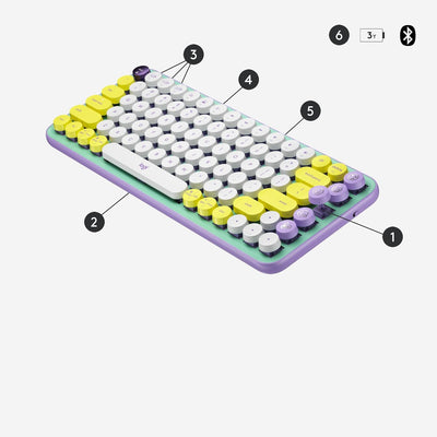 Logitech POP Keys Mechanische kabellose Tastatur mit anpassbaren Emoji-Tasten, US QWERTY-Layout - Gr