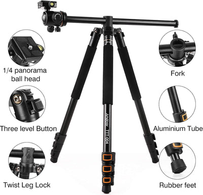 Andoer 200CM / 78inch Kamera Stativ 2 in 1 Aluminium-Wende-Einbeinstativ für DSLR mit 360-Grad-Kugel