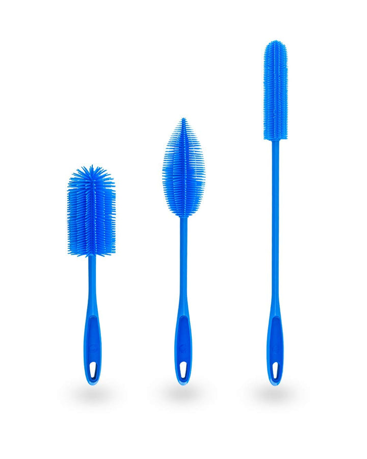 Kochblume Silikonbürsten 3er Set mit Wechselköpfen | Flaschenbürste, Spülbürste, Antibakteriell, Kei