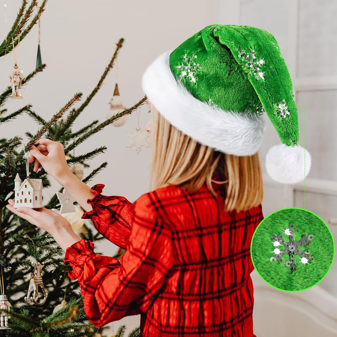 Weihnachtsmütze für Erwachsene, Deluxe Velours Nikolausmütze mit Soft Liner, Plüschkrempe Weihnachts